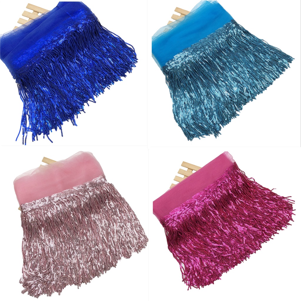 1 Yard Dây Tua Rua Nhiều Màu Sắc Cắt Vải Ren Bản Rộng Trang Trí Váy Khiêu Vũ Latin / Trang Trí Thủ Công DIY
