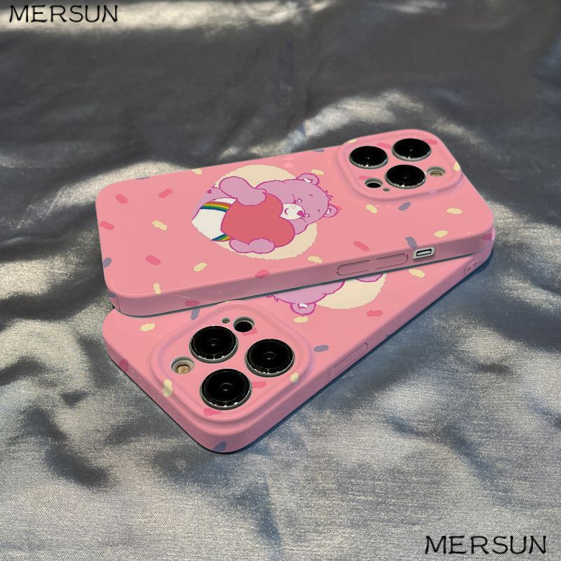 Ốp Điện Thoại Màu Hồng Họa Tiết Chú Gấu Nhỏ Dễ Thương Cho Iphone Xs8 xr 11iPhone12 / 13 7 promax14 5BCJ