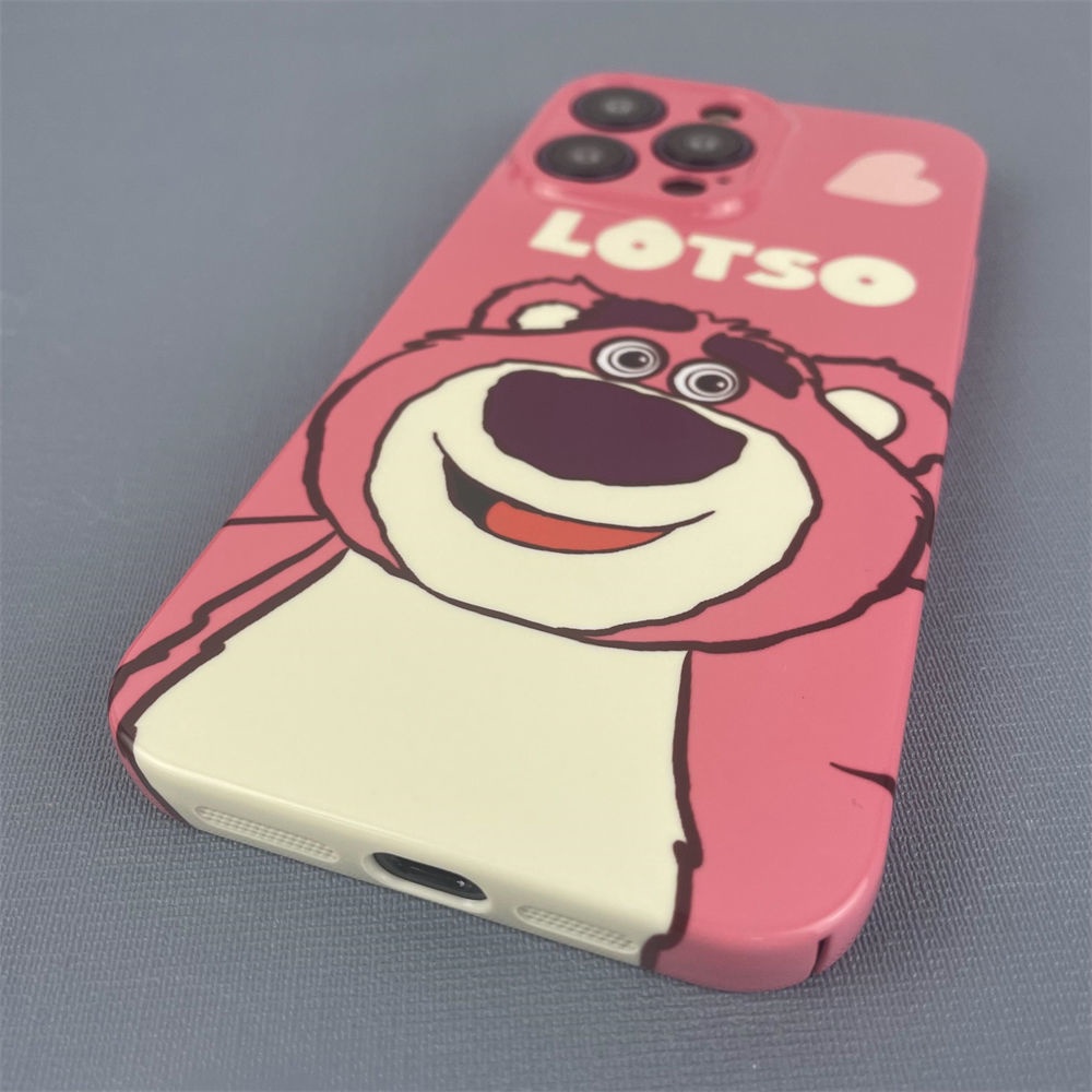 Ốp Điện Thoại Cứng Họa Tiết Gấu Và Dâu Tây Dễ Thương Cho Iphone 11 xr12 13 14pro max TR6Z