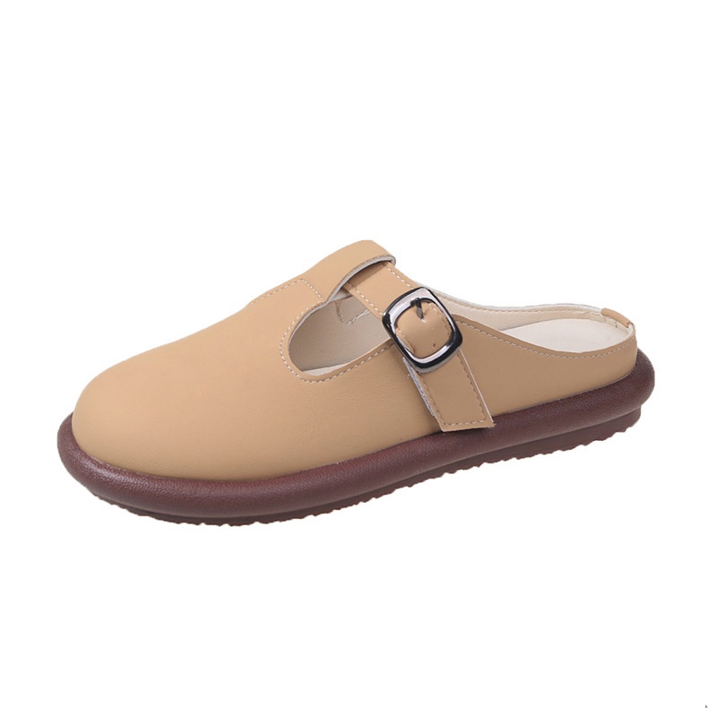 Qinos Dép Muller Mũi Tròn Phong Cách retro 2023 Cho Nữ