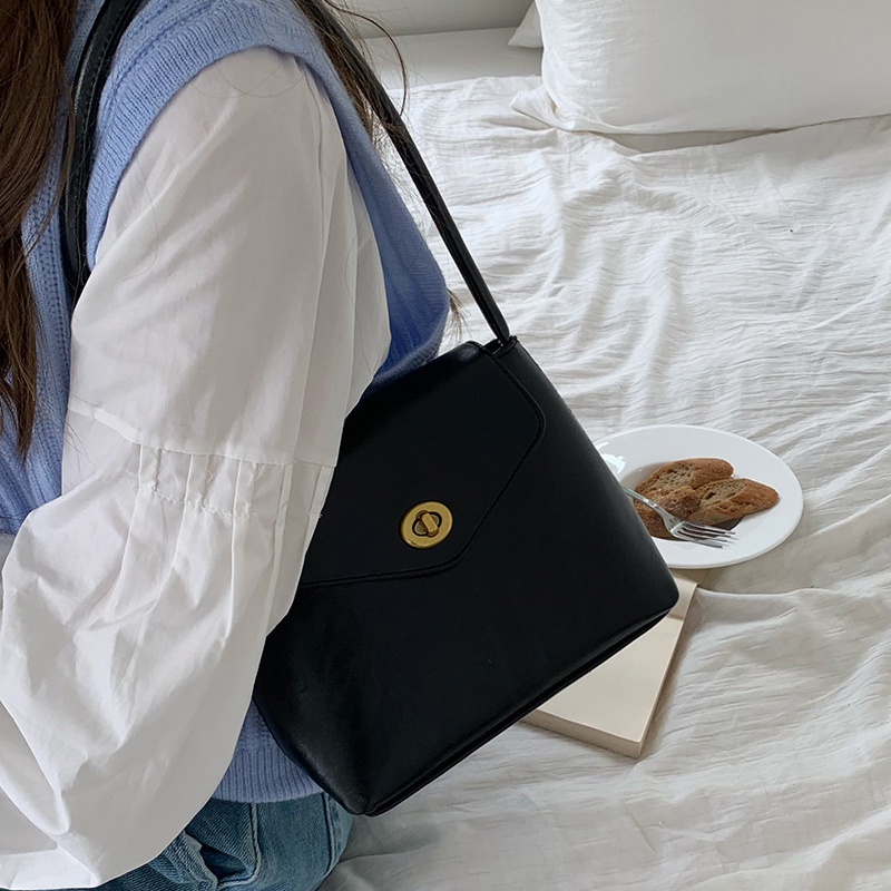 Ielgy Túi Xách bucket Đeo Cánh Tay Màu Hồng Ngọt Ngào Dễ Phối Đồ Phong Cách Hàn Quốc Cho Nữ