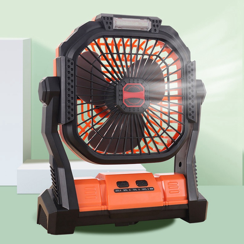 Quạt Cắm Trại Xoay 7800MAh Tích Hợp Đèn LED Có Thể Sạc Lại Kèm Móc Tiện Dụng