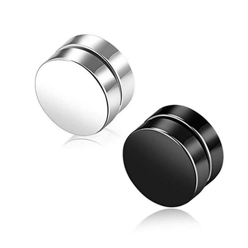 Set 2 Khuyên Tai Kẹp Nam Châm Bằng Thép Titan Không Xỏ Lỗ Cho Nam Nữ
