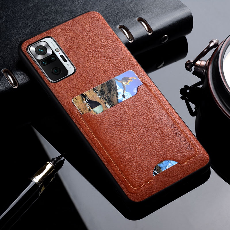 Ốp Điện Thoại Da Pu Có Ngăn Đựng Thẻ Cho Xiaomi Redmi Note 10 Pro Max 5G 10S Redmi Note 10 Pro