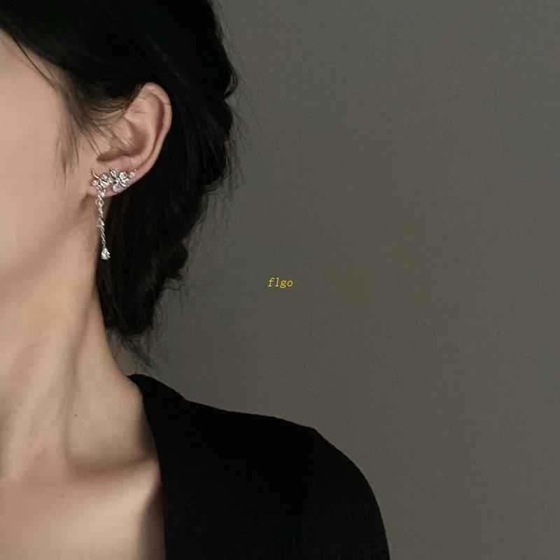 Bông Tai Dáng Dài Hình Giọt Nước Đính Đá Zircon Thanh Lịch Thời Trang Cho Nữ