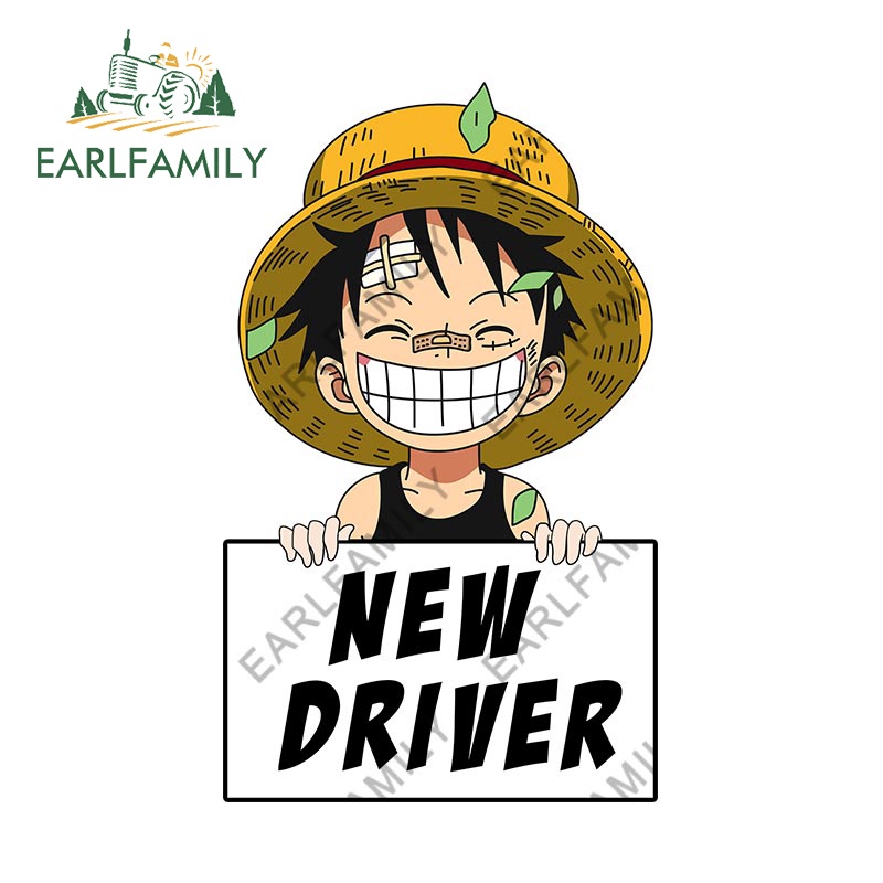 Đề Can Dán Trang Trí Xe Hơi / Mô Tô Cảnh Báo Hình One Piece 13Cmx7.9Cm Chống Thấm Nước