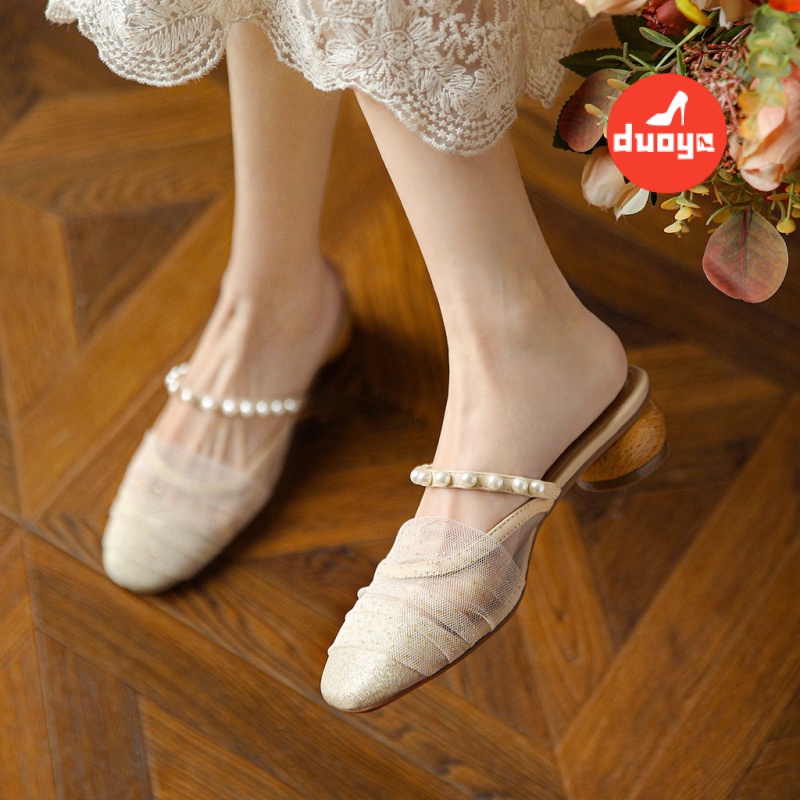 Dép Bít Mũi Đính Đá Lấp Lánh Chống Trượt Thoáng Khí Thời Trang Mùa Hè 2022