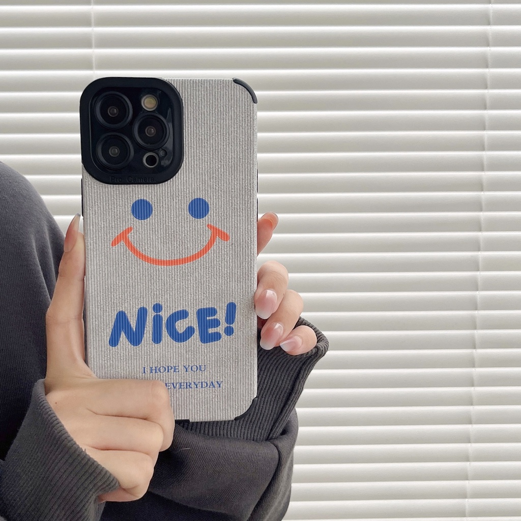 Ốp Điện Thoại tpu Dẻo Màu Xám Họa Tiết Mặt Cười Đơn Giản Chống Rơi Cho iPhone 14 13 12 11 Pro Max XS XR 7 8 Plus