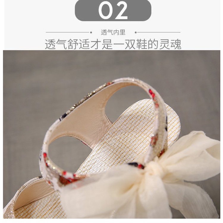 Giày Sandal Đế Xuồng Siêu Cao Chống Thấm Nước Phong Cách Dân Tộc Thời Trang Mùa Hè 2023 Mới Dành Cho Bạn Nữ