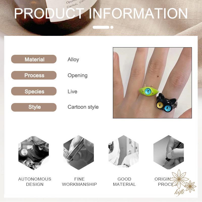 Nhẫn Hình Mèo Đen Mắt To Thiết Kế Độc Đáo Thời Trang Cho Nữ