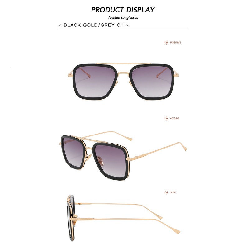 Kính Mát Gọng Vuông Kim Loại Chống Tia UV400 Phong Cách Cổ Điển Sang Trọng Dành Cho Nam