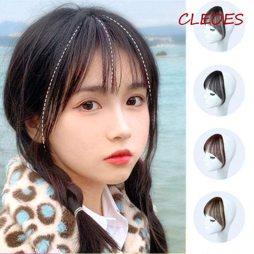 Kẹp Tóc Mái Giả Bằng Sợi Tổng Hợp Màu Đen Chịu Nhiệt Dành Cho Nữ