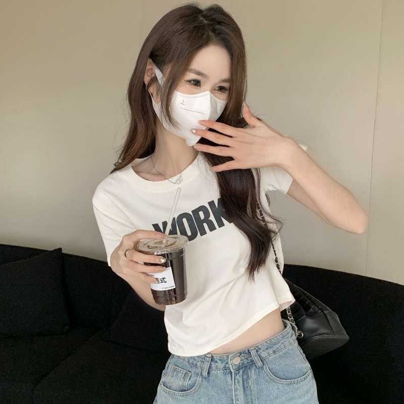 Áo Thun Tay Ngắn Cổ Tròn In Chữ Thời Trang Dành Cho Nữ