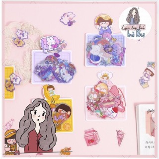Gói 40 pcs stickers nhựa PET PVC không thấm nước dùng để trang trí Diy
