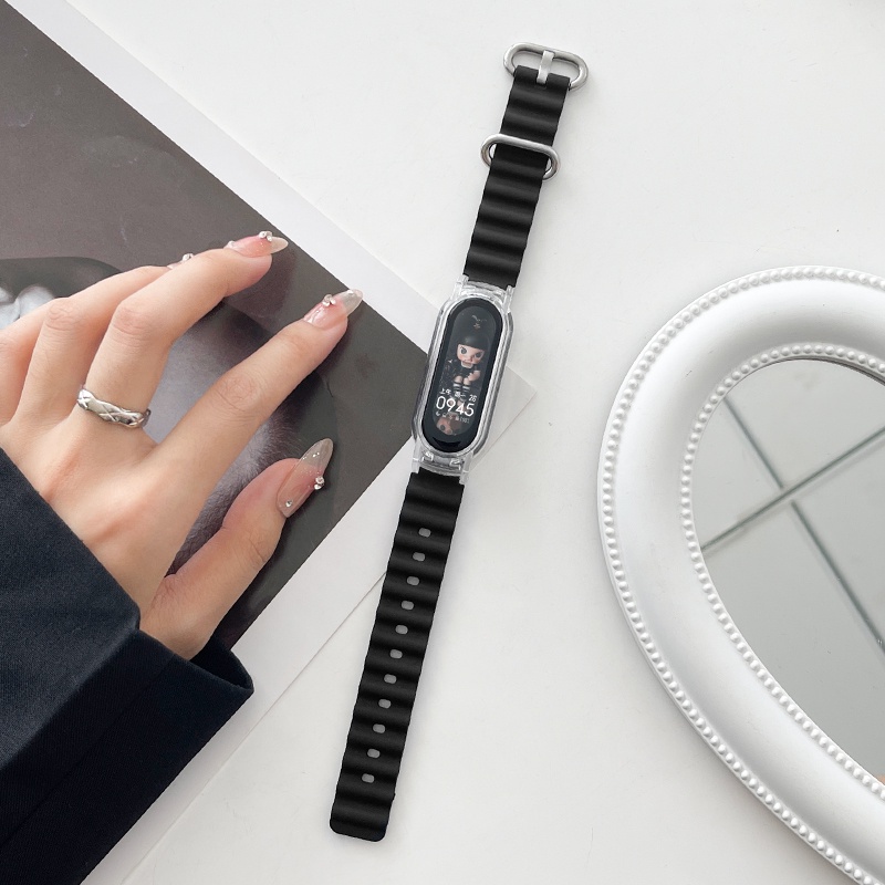 Dây Đeo Thay Thế Chất Liệu Silicon Màu Trơn Cho Xiaomi Mi band 8 7 6 5 4 3 Mi band 5 6 7 8