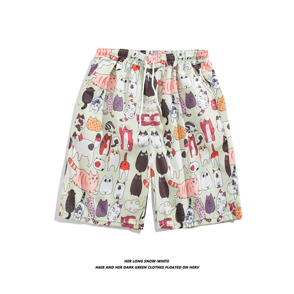 Quần Short Đi Biển Dáng Rộng In Họa Tiết Hoạt Hình Phong Cách Hawaii Thời Trang Mùa Hè Cho Nam K8L7