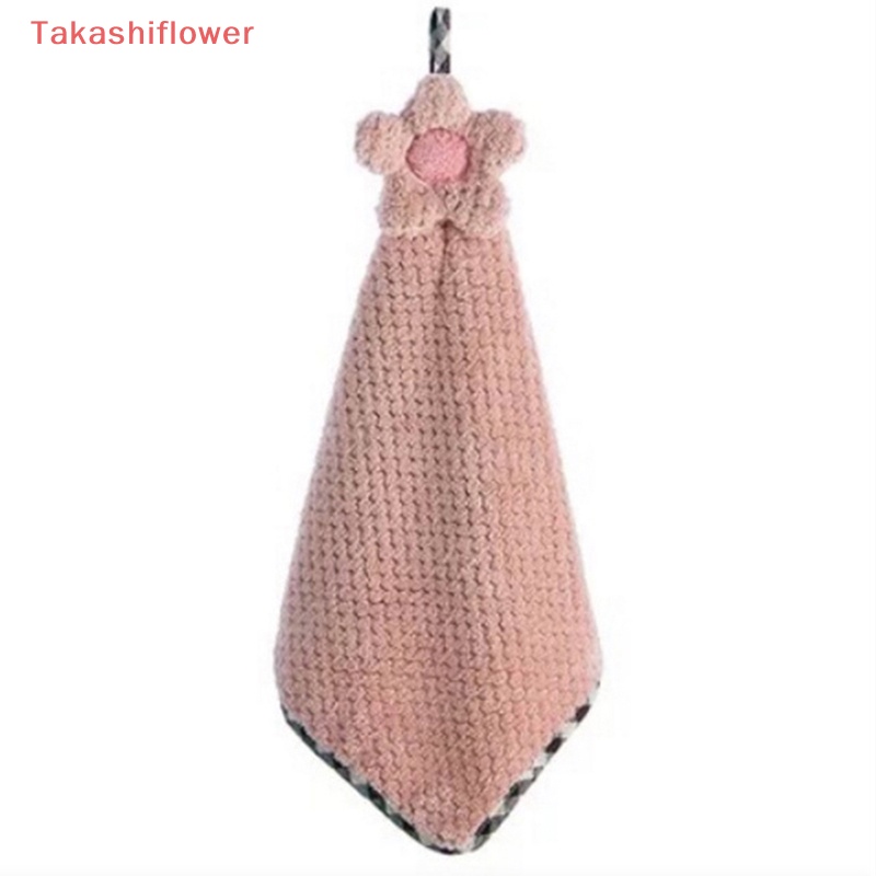 (Takashiflower) Khăn Lau Tay Bằng Vải Nhung San Hô Sợi Nhỏ Mềm Mại Thấm Hút Nhanh Khô Dùng Trong Nhà Bếp / Phòng Tắm