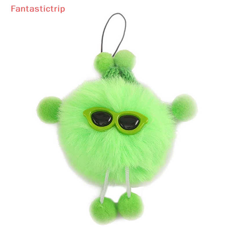 [Fantastictrip] Móc Khóa Quả Cầu Lông Xù Nhỏ Màu Đen Xám Hồng Lông Chồn Sáng Tạo Có Dây Đeo Cho Cặp Đôi Nam Nữ Mới