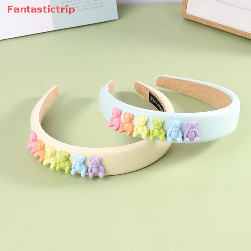 Băng Đô Cài Tóc Bằng Xốp Màu Kẹo Hình Gấu Dễ Thương Cho Bạn Gái