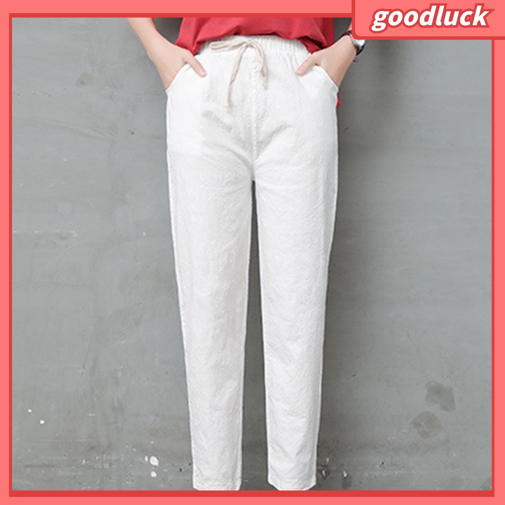 Thắt Lưng Dây Rút Bằng Cotton Co Giãn Màu Trơn Dành Cho Nữ