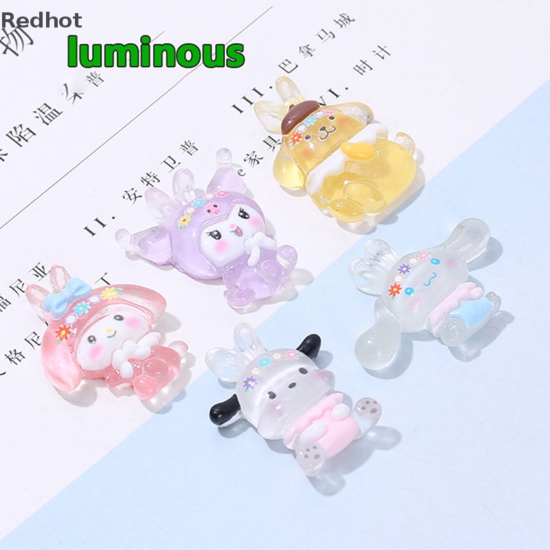 &lt; Redhot &gt; Bộ 5 Miếng Dán Trang Trí Điện Thoại / Cốc Kem Mini Bằng Nhựa Resin Phát Quang DIY