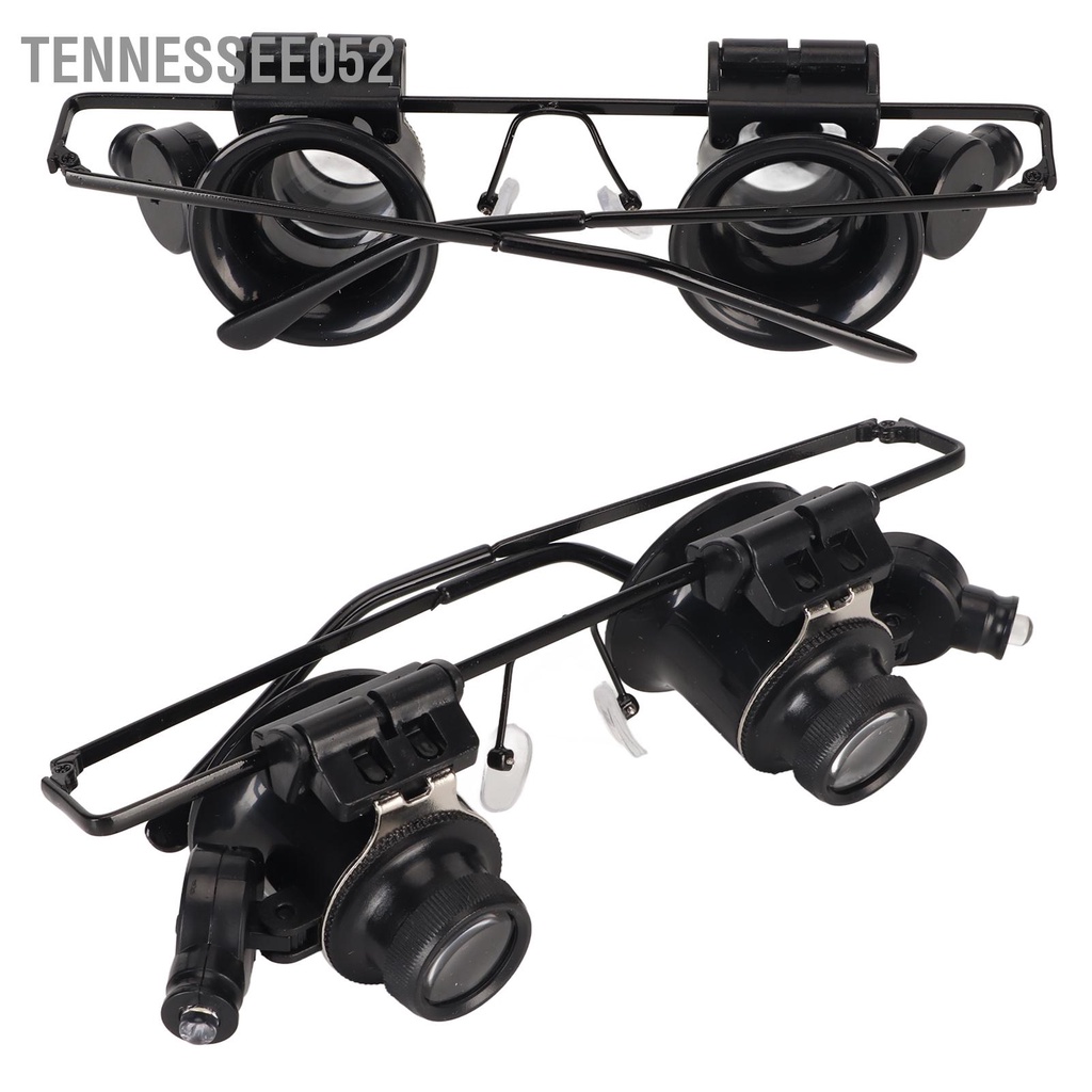 Tennessee052 Kính lúp sửa chữa đồng hồ 20X Đèn LED Công cụ thẩm định thợ kim hoàn hai mắt