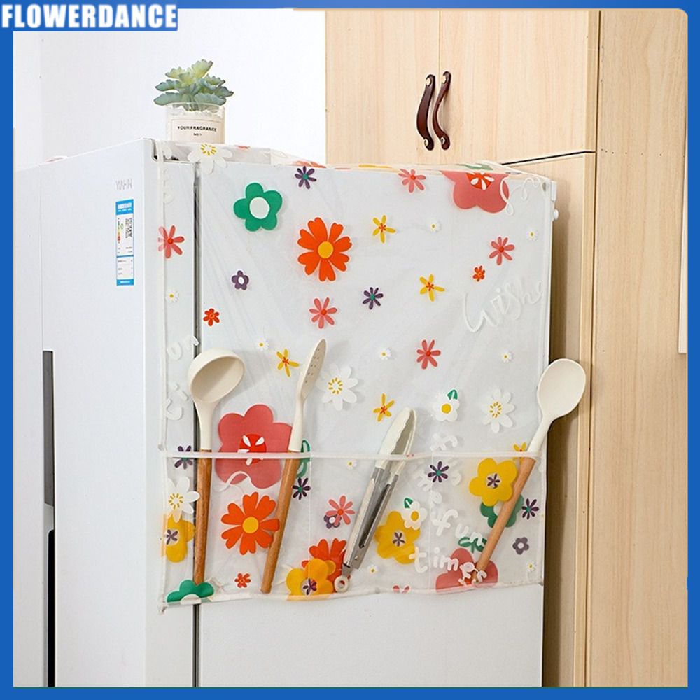 Tủ Lạnh Che Bụi Duy Nhất Và Đôi Cửa Lưu Trữ Đơn Giản Máy Giặt Bìa Vải Màu Trong Suốt Treo Túi Cho Hộ Gia Đình Hoa