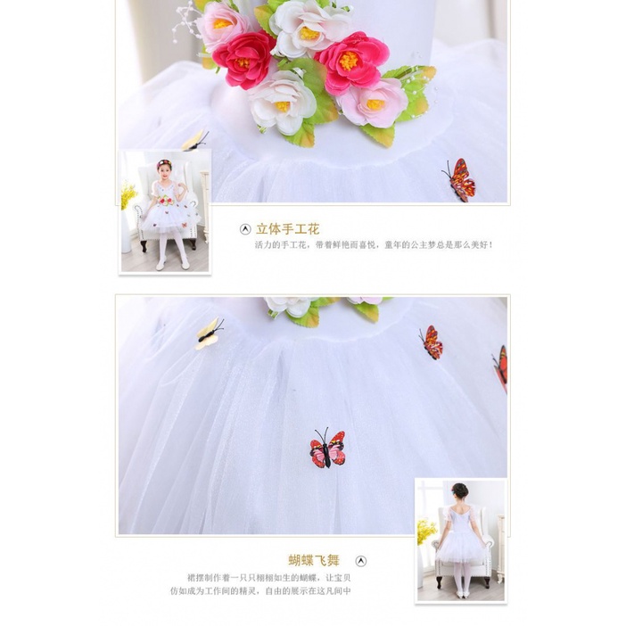 Đầm Công Chúa Nhảy Múa Màu Trắng Dễ Thương Cho Bé Gái