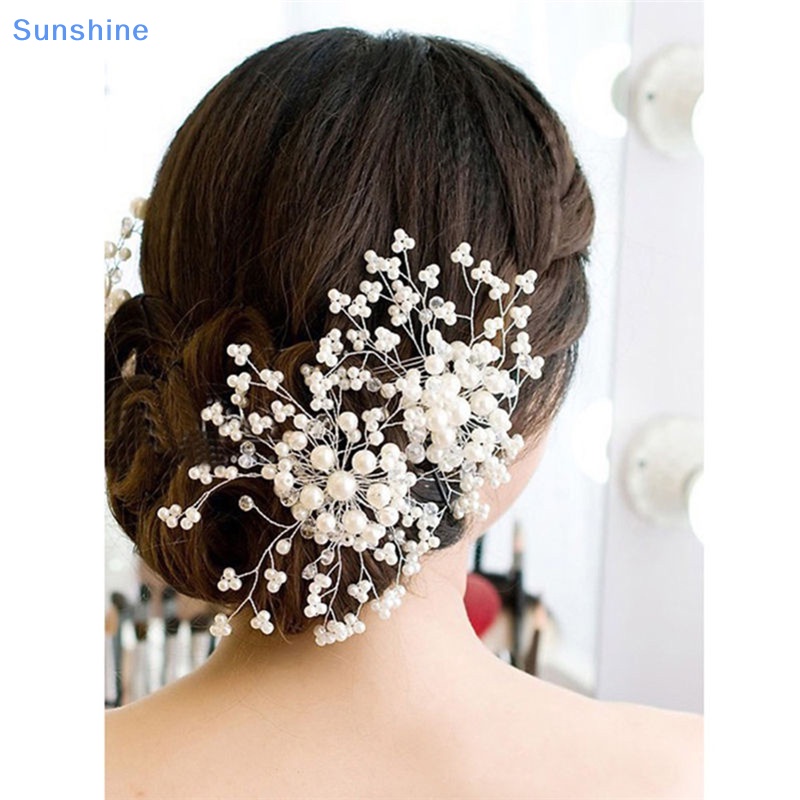 Trâm Cài Tóc Hình Hoa Hướng Dương Đính Ngọc Trai Nhân Tạo Dành Cho Cô Dâu