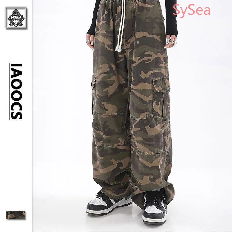 Quần Dài Lưng Cao Dáng Rộng Họa Tiết Rằn Ri Phong Cách Retro Cá Tính