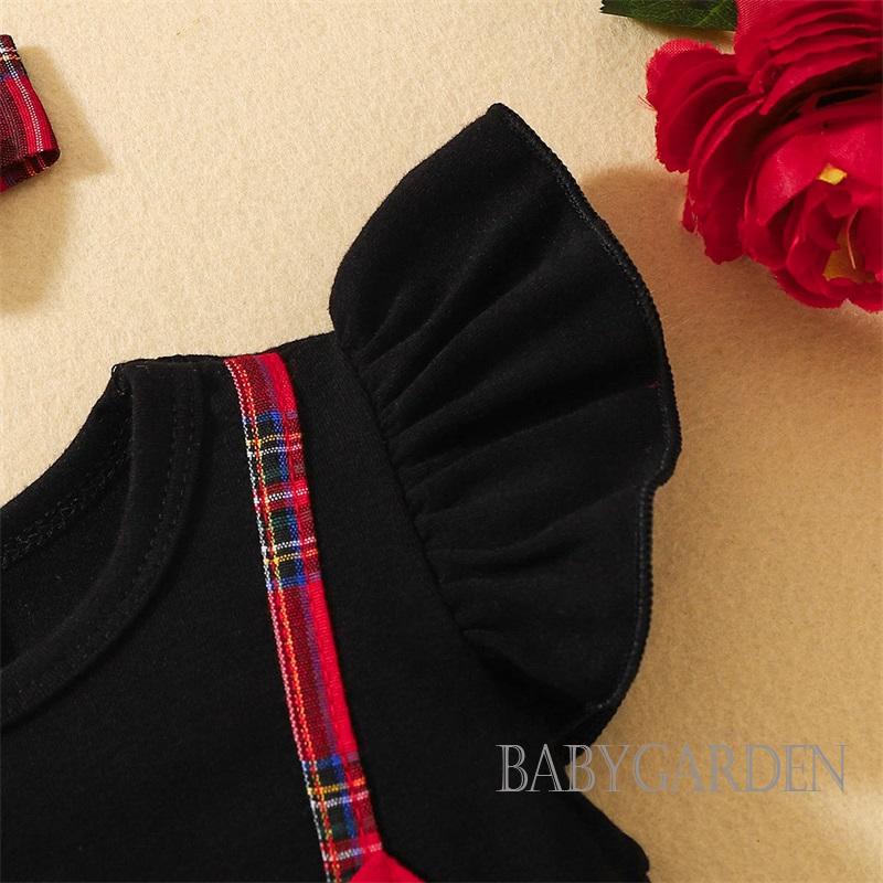 Đầm Tay Ngắn Họa Tiết Caro Kèm Băng Đô Cài Tóc Thời Trang Mùa Hè Xinh Xắn Cho Bé Gái 3 Tháng-3 Tuổi