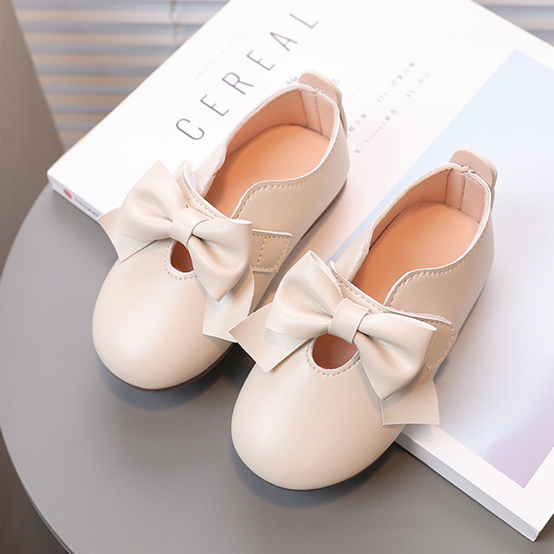 Giày Da Đế Mềm Chống Trượt Đính Nơ Phong Cách Anh Quốc Cổ Điển Cho Bé Gái