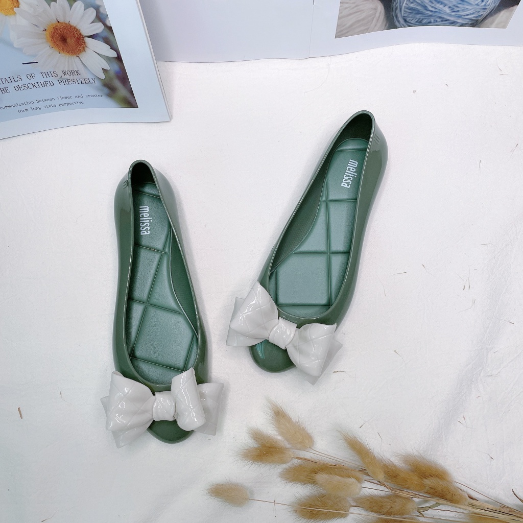 Hàng Mới Về  Giày Búp Bê Mũi Tròn Đế Bằng Đính Nơ To Phong Cách Hàn Quốc Ngọt Ngào meilissa Melissa