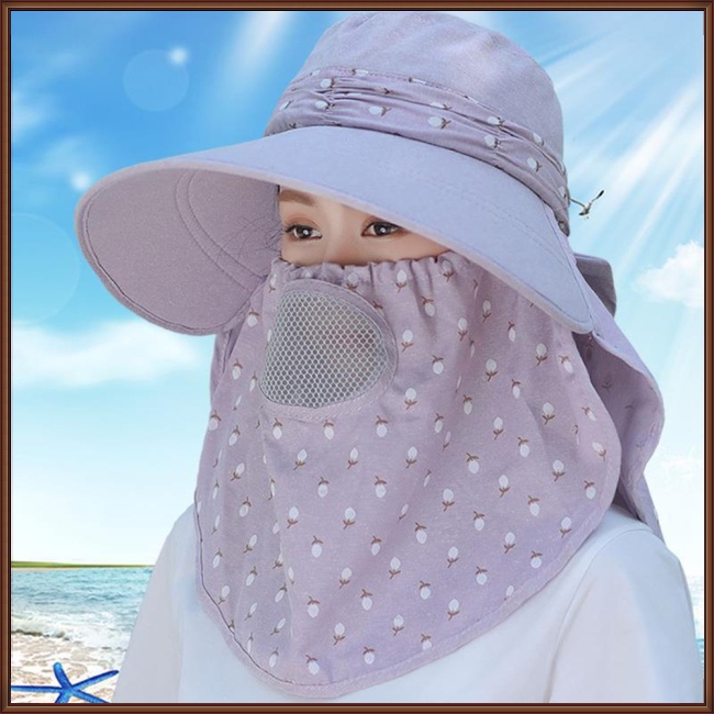 Mũ Rộng Vành Kèm Khẩu Trang Chống Tia UV Thiết Kế Thoáng Khí Thời Trang Mùa Hè Cho