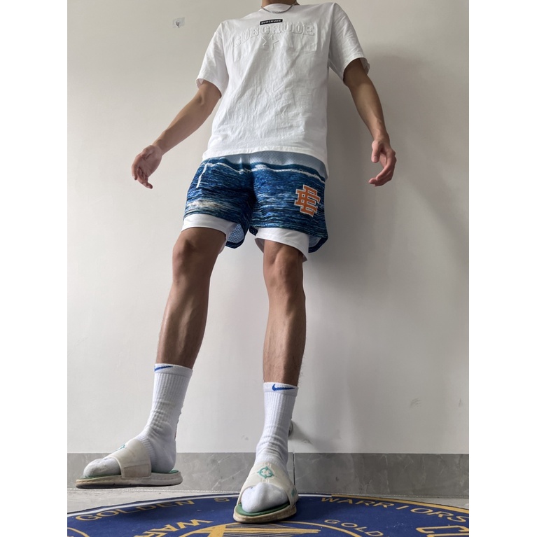 Eric Emanuel Quần Short Thể Thao Bóng Rổ Dài Đến Đầu Gối Dáng Rộng Khô Nhanh Hợp Thời Trang Đường Phố Mỹ