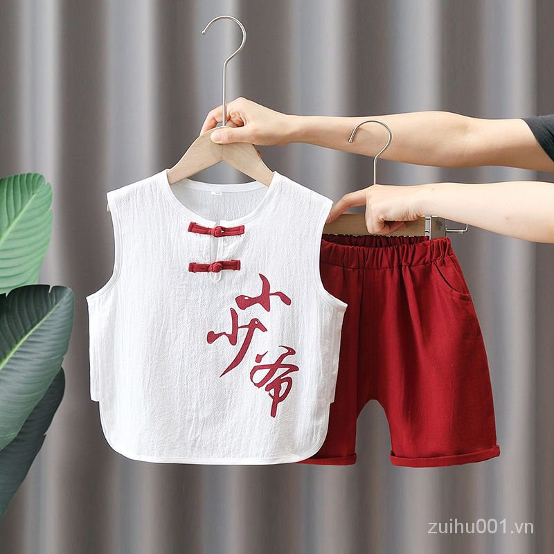 Bộ Đồ Áo Sát Nách Phong Cách Trung Hoa Dân Tộc Phương Tây Cho Bé Trai cxblhzg01. my511