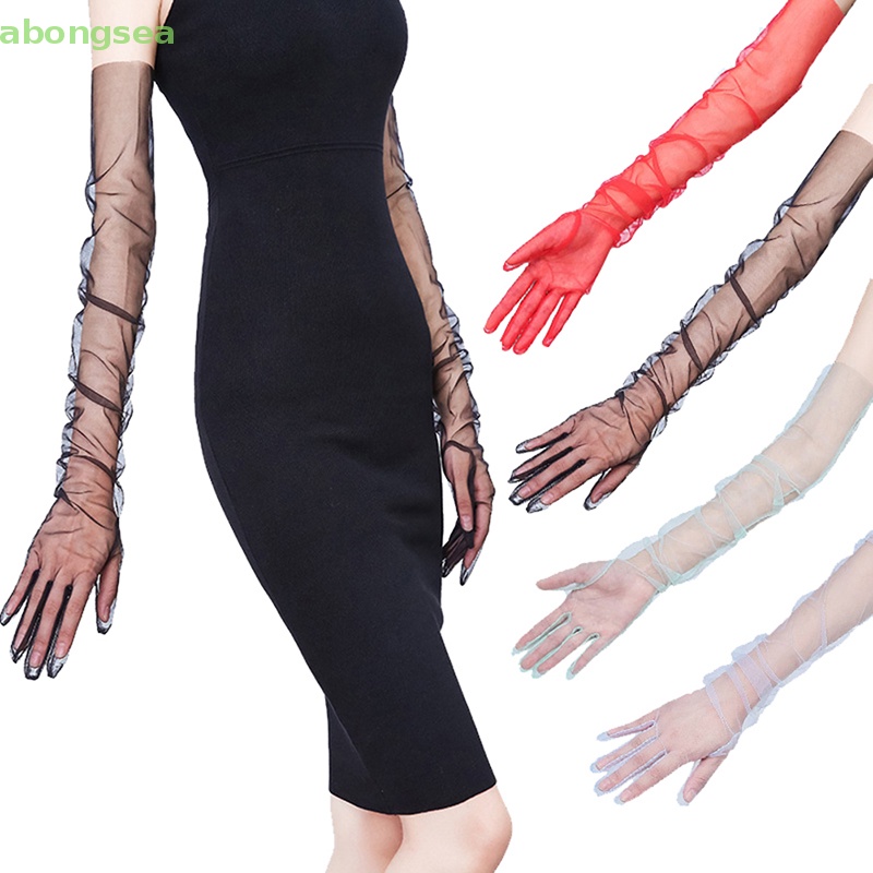 Abongsea Găng Tay Vải Tuyn Co Giãn Thời Trang Cho Cô Dâu