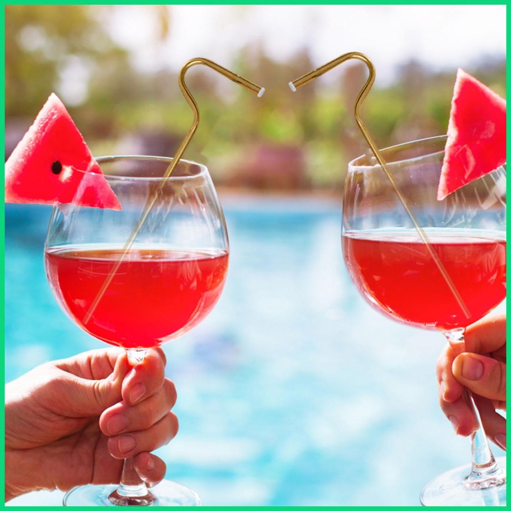 Ống Hút Cong Bằng Thép Không Gỉ Chống Nhăn Bền Bỉ Có Thể Tái Sử Dụng Cho Cốc Nước jiwvn