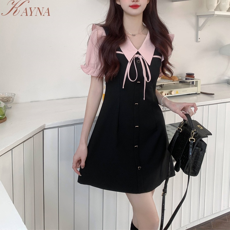 Đầm Đen Cổ Búp Bê Phong Cách Pháp Thời Trang Cho Nữ