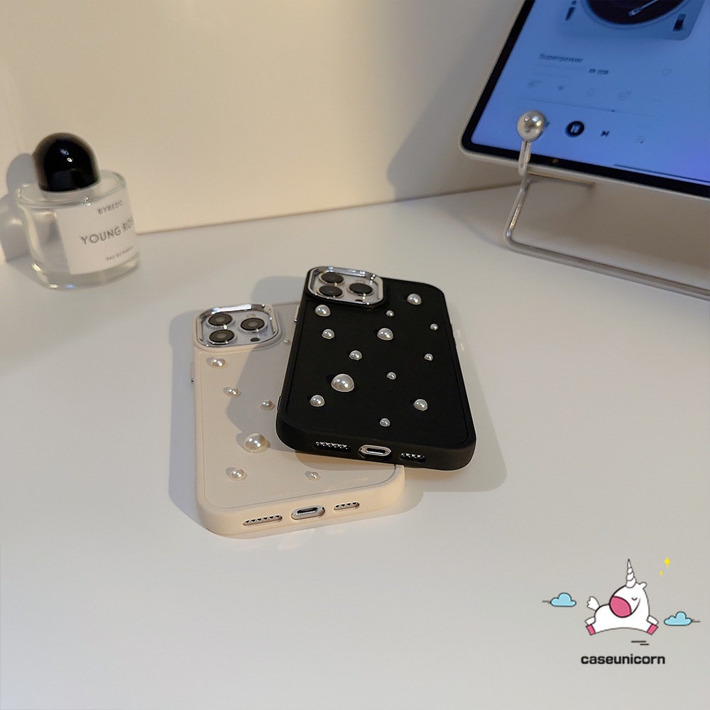 Bầu trời đầy sao lãng mạn Vỏ điện tử 3D ngọc trai tương thích cho IPhone 11 Pro MAX 7plus 13 14 12 Pro MAX 14 7 8 Plus XR X 8plus XS MAX Mạ đơn giản sang trọng Vỏ TPU mềm chống va đập