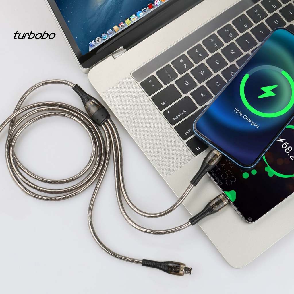Cáp Sạc Lightning / Type C / Micro USB Dài 1.2m 3 Trong 1