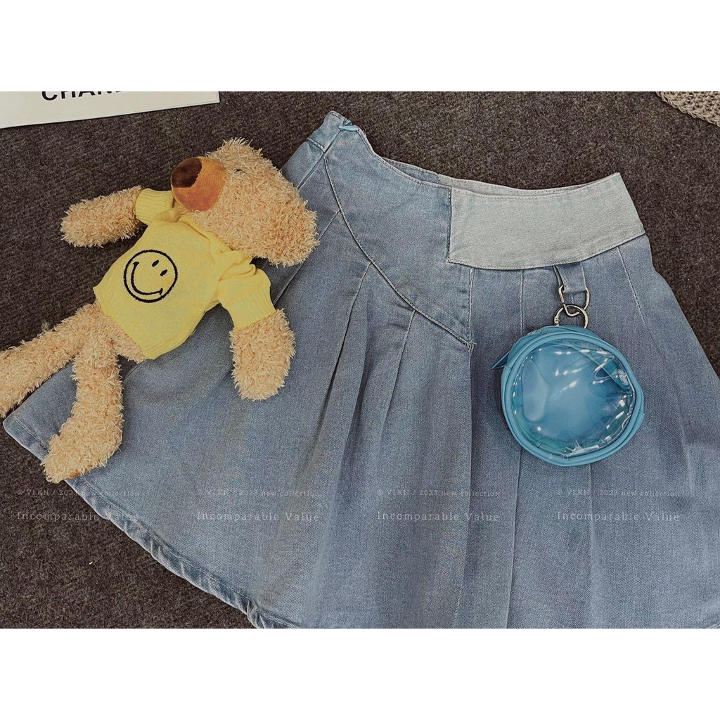 Chân váy jean móc khoá túi