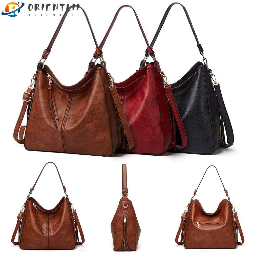 Túi Đeo Chéo Vai Da PU Màu Trơn Sức Chứa Lớn Hiệu Orentlii