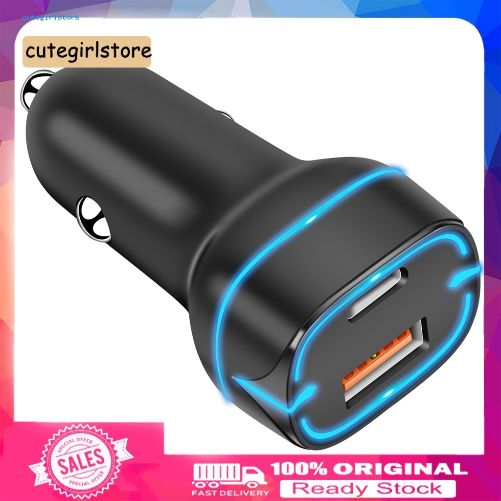 Cục Sạc Nhanh PD20W QC3.0 / 4.0 Mini USB Kép 5A 40W Siêu Nhanh Cho Xe Hơi
