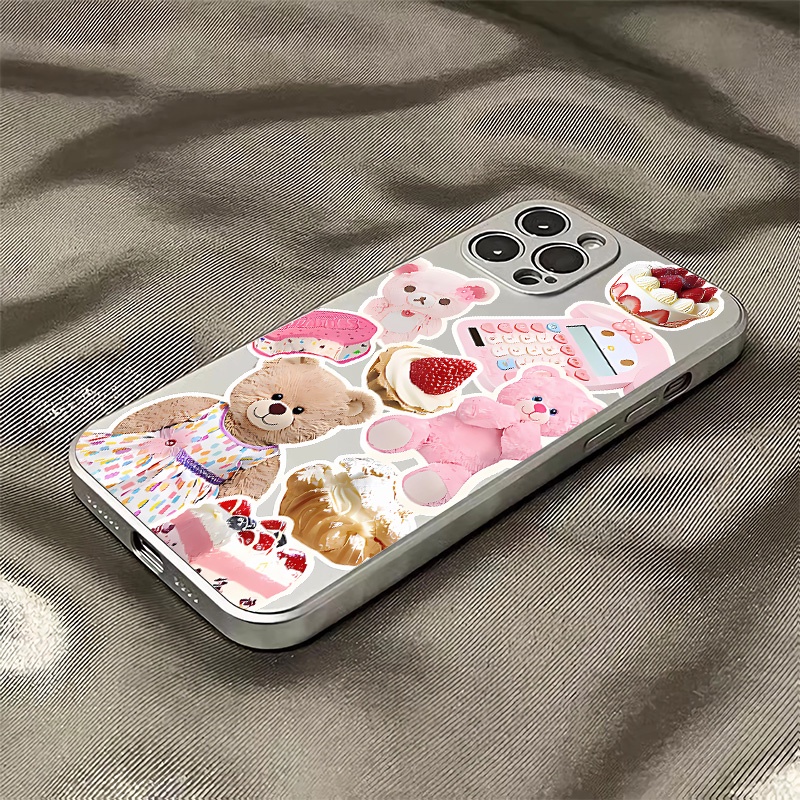 Ốp Điện Thoại Silicon TPU Mềm Mạ Điện Hình Gấu Chống Sốc Cho IPhone 14 13 12 11 Pro XS Max XR X 8 + 7 6S Plus