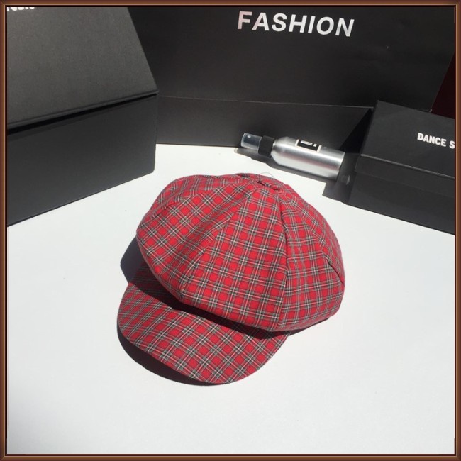 Mũ Beret Họa Tiết Sọc Caro Phong Cách Retro Thời Trang Cho Nữ