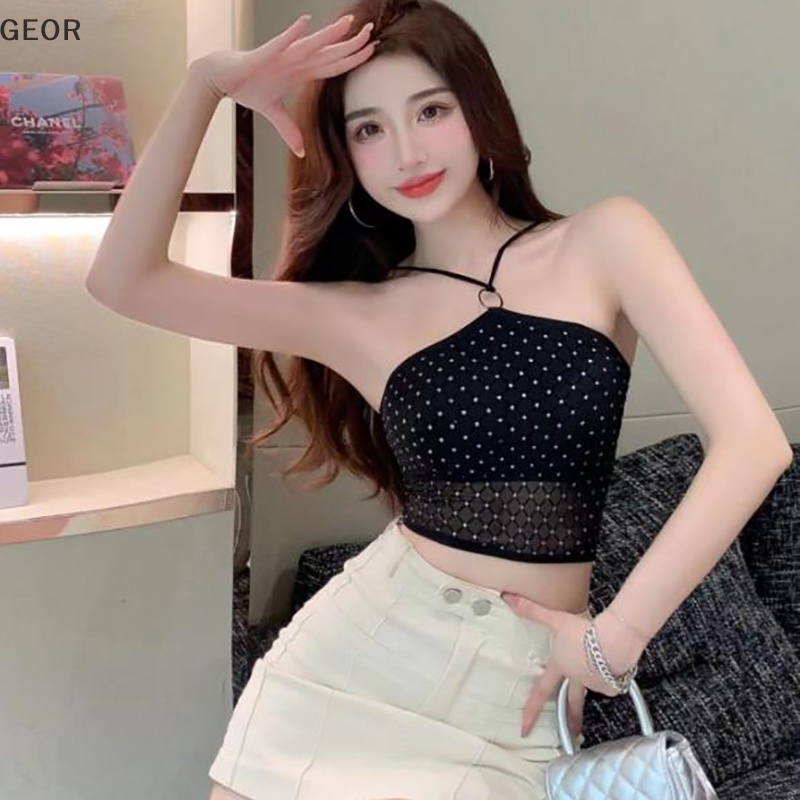 Áo Hai Dây Mỏng Màu Trơn Đính Đá Thời Trang Mùa Hè Quyến Rũ Cho Nữ