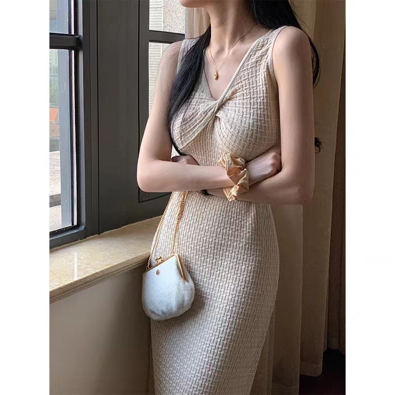 Đầm Dệt Kim Sát Nách Thời Trang Mùa Hè Phong Cách Pháp