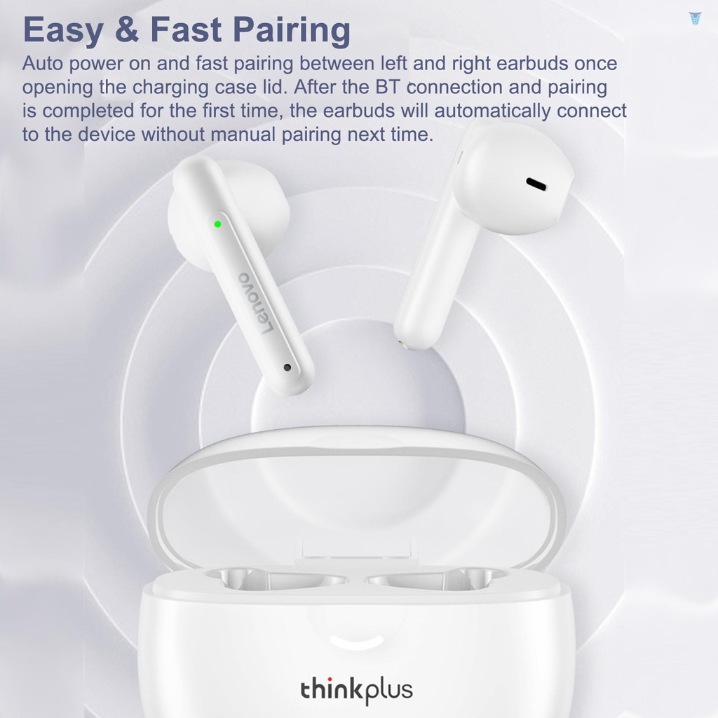 LENOVO Bộ Tai Nghe Thể Thao Không Dây Bluetooth 5.1 Mini Điều Khiển Cảm Ứng Có Mic &amp; Hộp Sạc Ốp