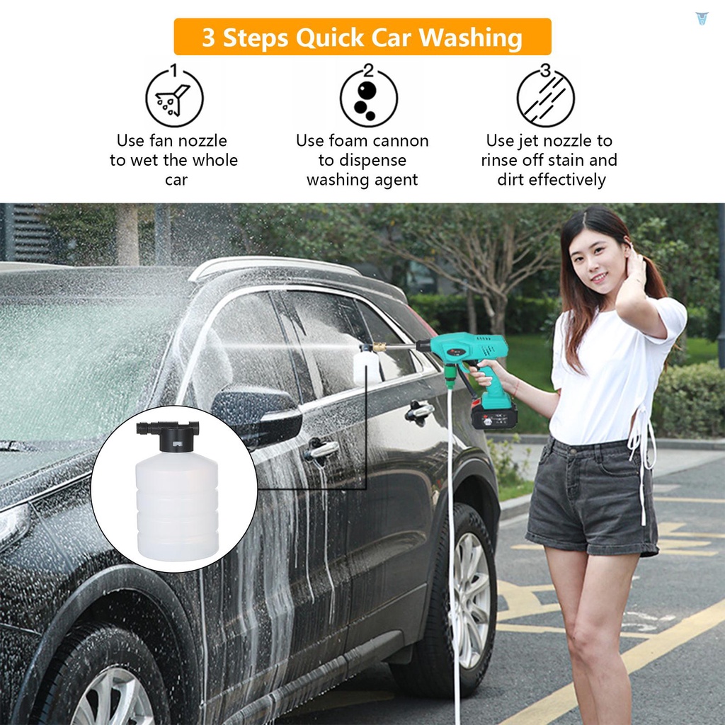 Máy Rửa Xe Hơi SEATEN 240W Không Dây Với Vòi Phun 5m Ống Xốp 15000mAh Có Thể Điều Chỉnh Và Sạc Lại